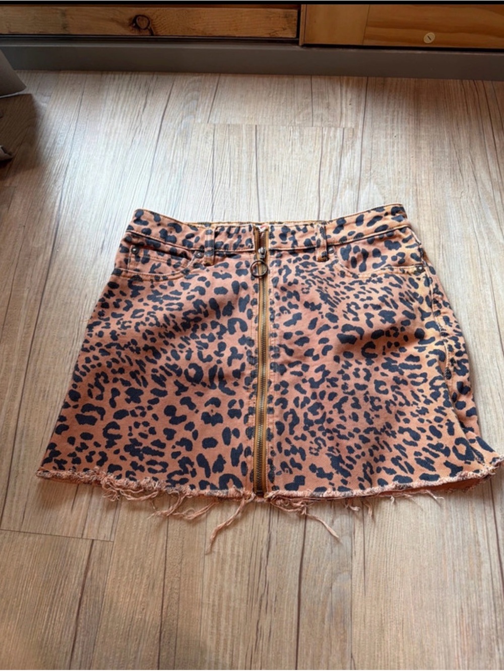 We The Free Leopard Print Zip-Front Mini Skirt - Brown/Black